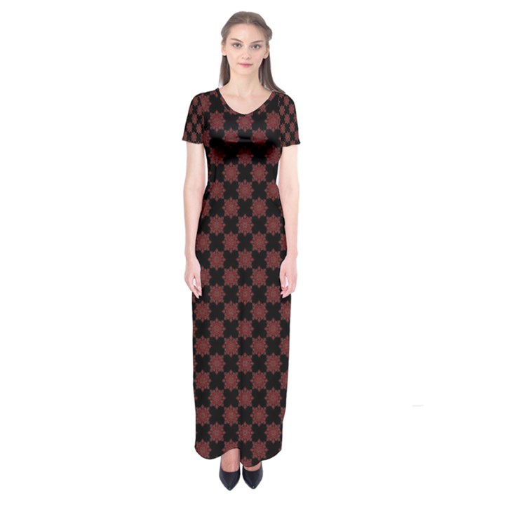 Pattern Short Sleeve Maxi Dress