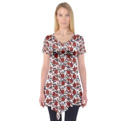 Roses Pattern Short Sleeve Tunic  by Valentinaart