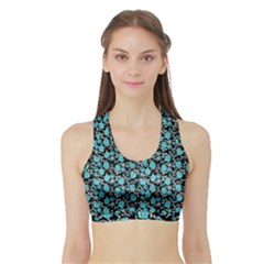 Roses pattern Sports Bra with Border