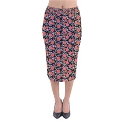 Roses Pattern Velvet Midi Pencil Skirt by Valentinaart