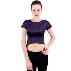 Roses Pattern Crew Neck Crop Top by Valentinaart