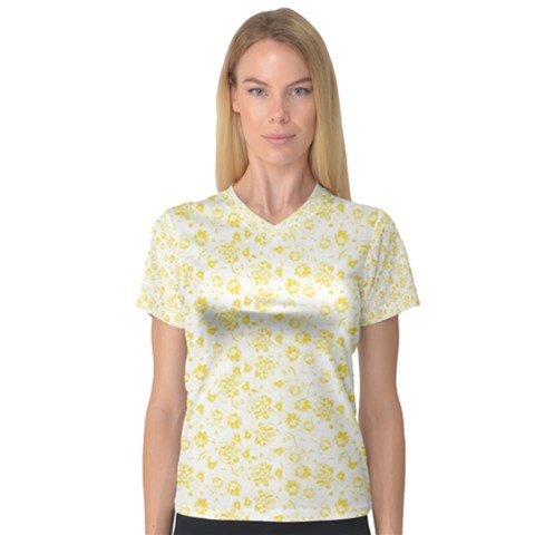 Roses Pattern Women s V-neck Sport Mesh Tee by Valentinaart