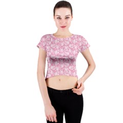 Roses Pattern Crew Neck Crop Top by Valentinaart