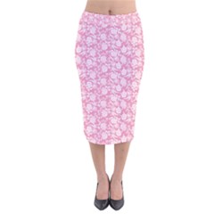 Roses Pattern Velvet Midi Pencil Skirt by Valentinaart