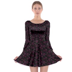 Roses Pattern Long Sleeve Skater Dress