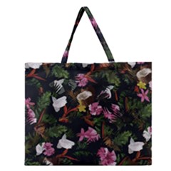 Tropical Pattern Zipper Large Tote Bag by Valentinaart