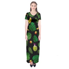 Tropical Pattern Short Sleeve Maxi Dress by Valentinaart