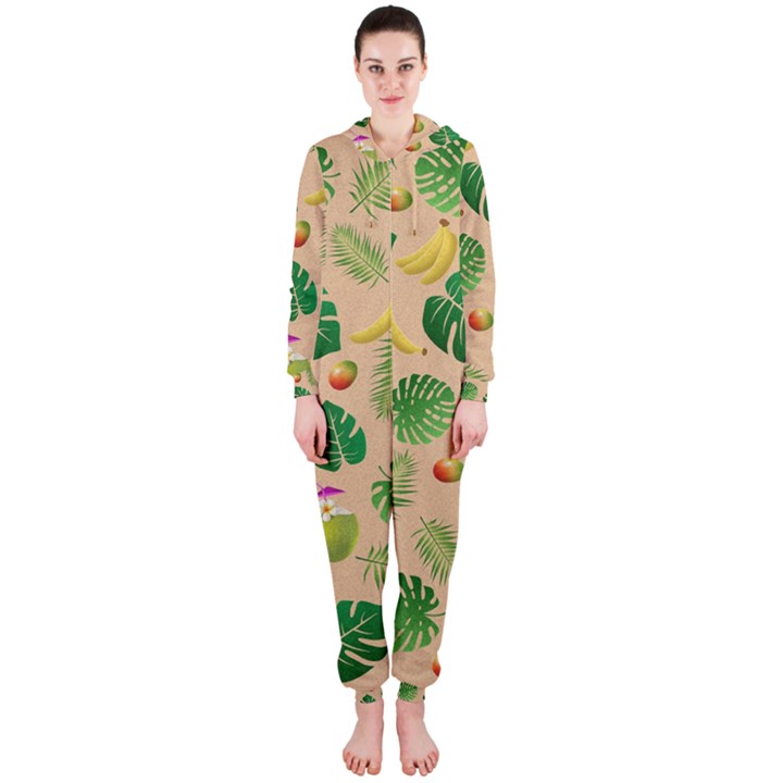 Tropical pattern Hooded Jumpsuit (Ladies) 