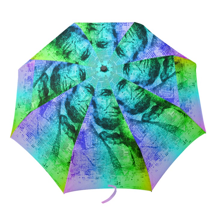 Abraham Lincoln Portrait Rainbow Colors Typography Folding Umbrellas