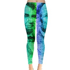 Abraham Lincoln Portrait Rainbow Colors Typography Leggings  by yoursparklingshop