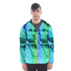 Abraham Lincoln Portrait Rainbow Colors Typography Hooded Wind Breaker (men) by yoursparklingshop