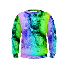 Abraham Lincoln Portrait Rainbow Colors Typography Kids  Sweatshirt by yoursparklingshop