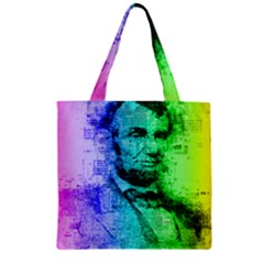 Abraham Lincoln Portrait Rainbow Colors Typography Zipper Grocery Tote Bag by yoursparklingshop