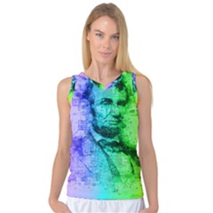 Abraham Lincoln Portrait Rainbow Colors Typography Women s Basketball Tank Top by yoursparklingshop