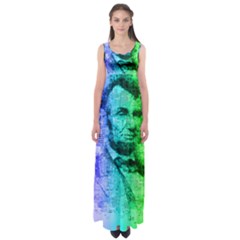 Abraham Lincoln Portrait Rainbow Colors Typography Empire Waist Maxi Dress by yoursparklingshop