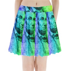 Abraham Lincoln Portrait Rainbow Colors Typography Pleated Mini Skirt by yoursparklingshop