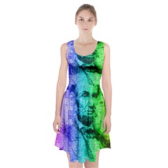 Abraham Lincoln Portrait Rainbow Colors Typography Racerback Midi Dress by yoursparklingshop