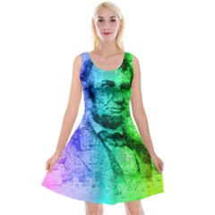 Abraham Lincoln Portrait Rainbow Colors Typography Reversible Velvet Sleeveless Dress by yoursparklingshop