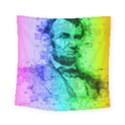 Abraham Lincoln Portrait Rainbow Colors Typography Square Tapestry (Small) View1