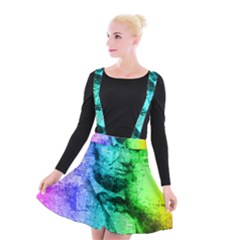 Abraham Lincoln Portrait Rainbow Colors Typography Suspender Skater Skirt by yoursparklingshop