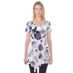 Tropical Pattern Short Sleeve Tunic  by Valentinaart