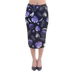 Tropical Pattern Velvet Midi Pencil Skirt by Valentinaart