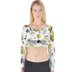 Tropical Pattern Long Sleeve Crop Top by Valentinaart