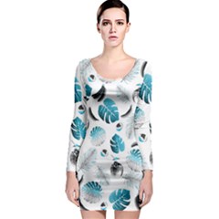 Tropical Pattern Long Sleeve Bodycon Dress by Valentinaart