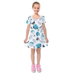 Tropical Pattern Kids  Short Sleeve Velvet Dress by Valentinaart