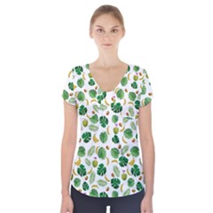 Tropical Pattern Short Sleeve Front Detail Top by Valentinaart