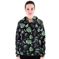 Tropical Pattern Women s Zipper Hoodie