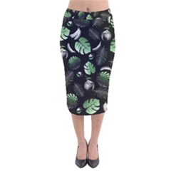 Tropical Pattern Velvet Midi Pencil Skirt by Valentinaart