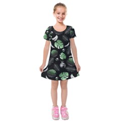 Tropical Pattern Kids  Short Sleeve Velvet Dress by Valentinaart