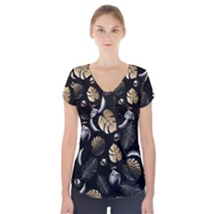 Tropical Pattern Short Sleeve Front Detail Top by Valentinaart