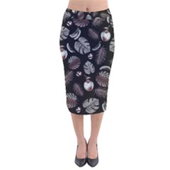 Tropical Pattern Velvet Midi Pencil Skirt by Valentinaart