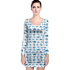 Fish Pattern Long Sleeve Bodycon Dress by ValentinaDesign