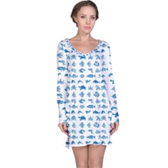 Fish Pattern Long Sleeve Nightdress by ValentinaDesign