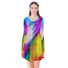 Rainbow Colors             Long Sleeve V-neck Flare Dress by LalyLauraFLM