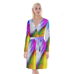 Rainbow Colors                  Long Sleeve Velvet Front Wrap Dress by LalyLauraFLM