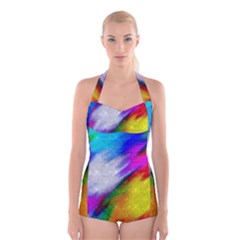 Rainbow Colors                     Boyleg Halter Swimsuit by LalyLauraFLM