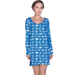 Fish Pattern Long Sleeve Nightdress by ValentinaDesign