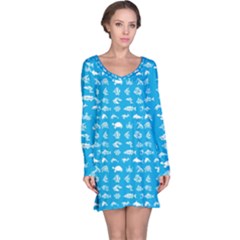 Fish Pattern Long Sleeve Nightdress by ValentinaDesign