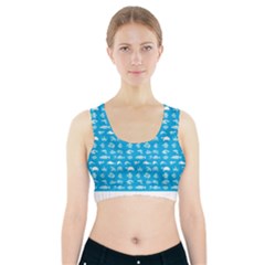 Fish Pattern Sports Bra With Pocket by ValentinaDesign