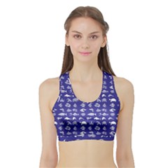 Fish Pattern Sports Bra With Border by ValentinaDesign