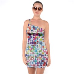 Colorful Splatters       One Shoulder Ring Trim Bodycon Dress by LalyLauraFLM