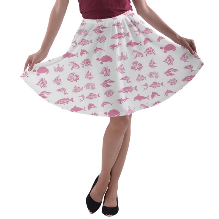 Fish pattern A-line Skater Skirt