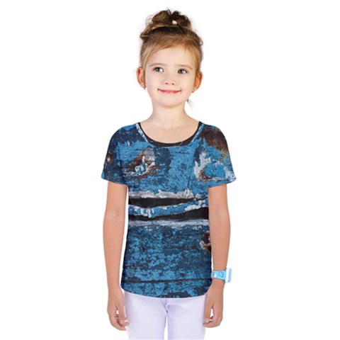 Blue Painted Wood                   Kids  One Piece Tee by LalyLauraFLM