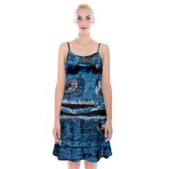 Blue Painted Wood                   Spaghetti Strap Velvet Dress by LalyLauraFLM