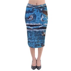 Blue Painted Wood                  Velvet Pencil Skirt by LalyLauraFLM