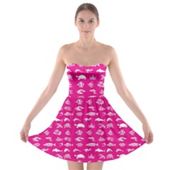 Fish Pattern Strapless Bra Top Dress by ValentinaDesign